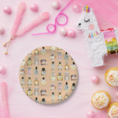 香ファンシー水ボトル模様 ペーパープレート (パーティー)