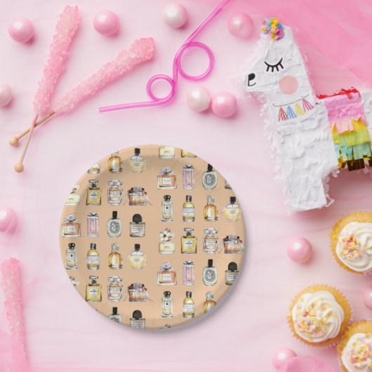 香ファンシー水ボトル模様 ペーパープレート (パーティー)