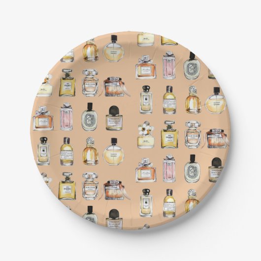 香ファンシー水ボトル模様 ペーパープレート (正面)