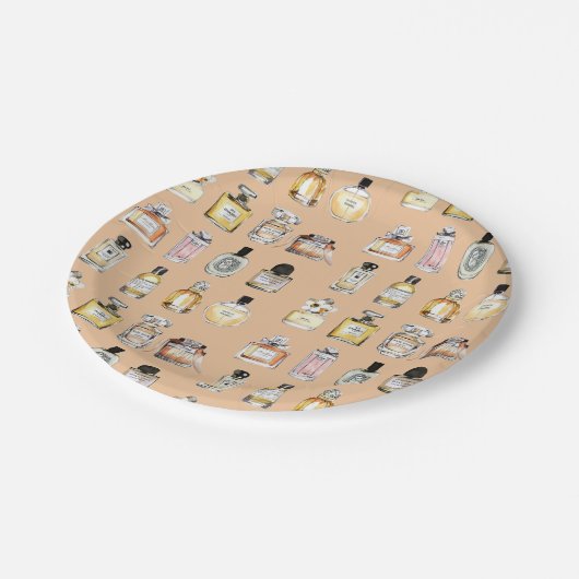 香ファンシー水ボトル模様 ペーパープレート (アングル)