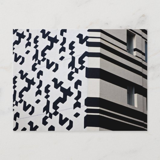 香モダン港の白黒建物 ポストカード (正面)