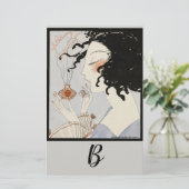 香料付きレディボトルアールデコ美しいモノグラム 便箋 (スタンド正面)