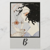 香料付きレディボトルアールデコ美しいモノグラム 便箋 (正面)