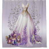 香水とラベンダー |美しい紫の野花 シャワーカーテン (正面)