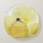 香水と柔らかい黄色の花 ラウンドクッション (裏面)