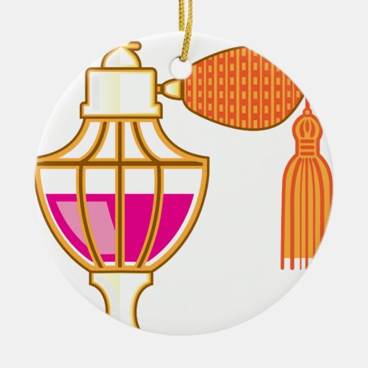 香水のヴィンテージのボトル セラミックオーナメント (正面)