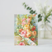 香水の広告とバラ ポストカード (スタンド正面)