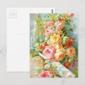 香水の広告とバラ ポストカード (正面/裏面)