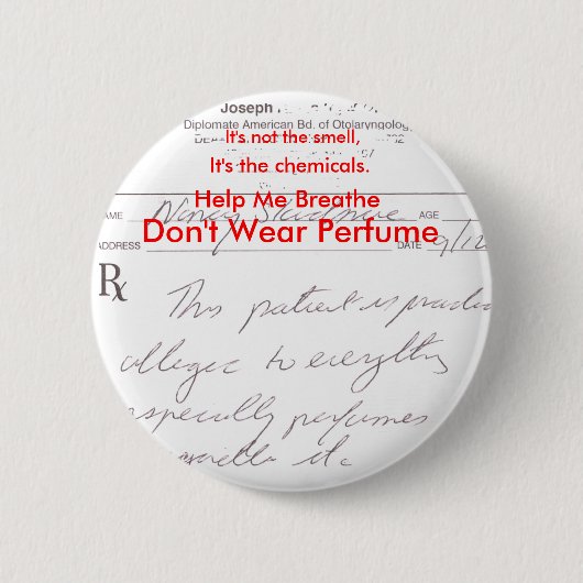 香水を身に着けないで下さい 缶バッジ (正面)