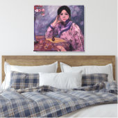 香水エレガントとピンクのバラを添えたアジアの女性 キャンバスプリント (インサイチュ (寝室))