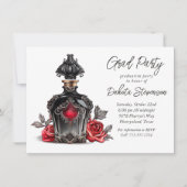 香水ビクトリアンボトルとバラ |卒業 招待状 (正面)