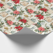 香水ビクトリアンボトルクリスマス花模様 ラッピングペーパー (角)