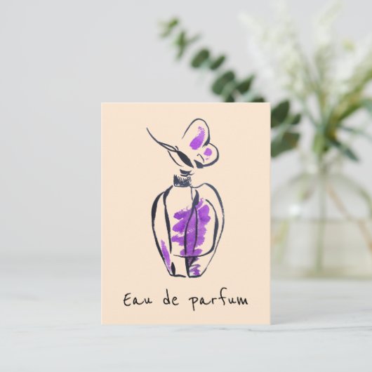香水ボトルファッションオーデパルフムイラストレーション ポストカード (スタンド正面)