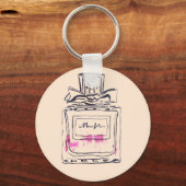 香水ボトルファッション水カラーイラストレーション キーホルダー (正面)