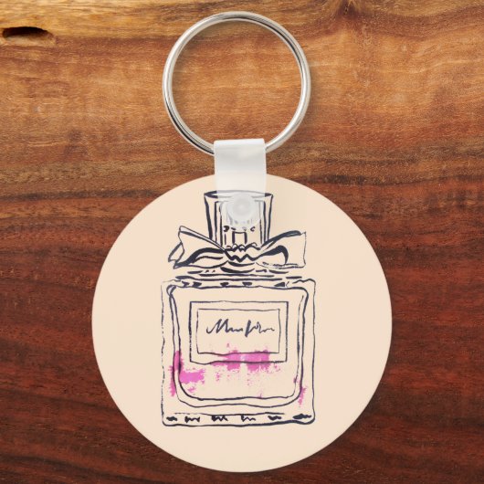 香水ボトルファッション水カラーイラストレーション キーホルダー (正面)