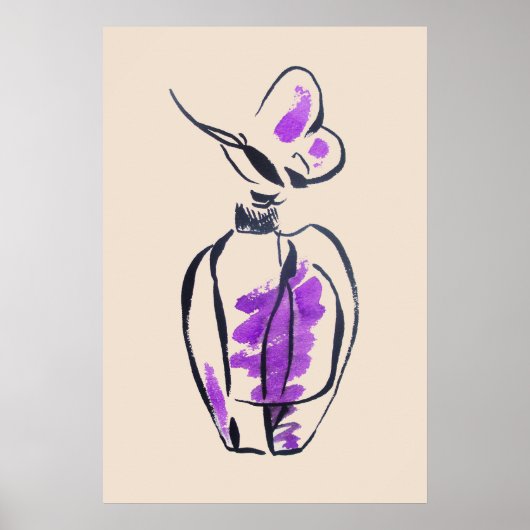 香水ボトルファッション水カラーイラストレーション ポスター (正面)