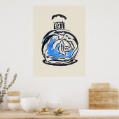 香水ボトルファッション水カラーイラストレーション ポスター (キッチン)