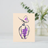 香水ボトルファッション水カラーイラストレーション ポストカード (スタンド正面)