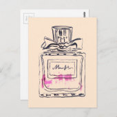 香水ボトルファッション水カラーイラストレーション ポストカード (正面/裏面)