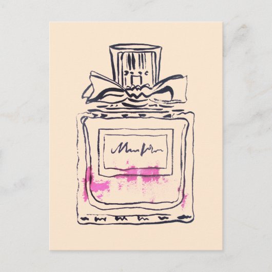 香水ボトルファッション水カラーイラストレーション ポストカード (正面)