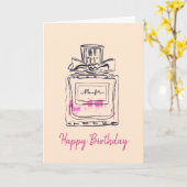 香水ボトルファッション水彩誕生日 カード (黄色い花)