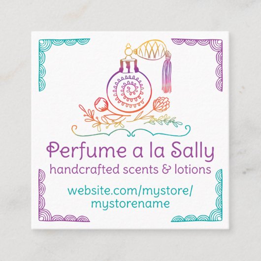 香水ボトル噴霧香り化粧水の名刺 スクエア名刺 (正面)