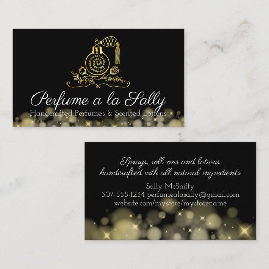 香水ボトル噴霧香り化粧水の名刺 名刺 (正面/裏面)