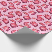 香水ボトル、ピンクの背景、ホツイ ラッピングペーパー (角)