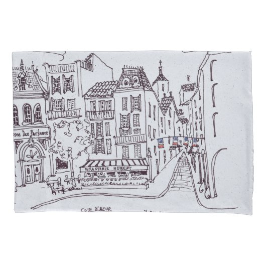 香水博物館とストリートの風景 | グラース, フランス 枕カバー (正面左)