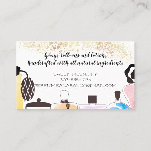 香水瓶のにおいのローションの名刺 名刺 (裏面)