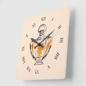 香水瓶のファッションのイラストレーションのポップアート スクエア壁時計 (傾斜)