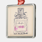 香水瓶のファッションの水彩画のイラストレーション メタルオーナメント (左)