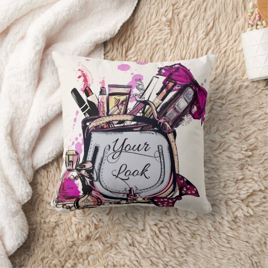 香水、赤い口紅、ハイヒールの靴 クッション (ブランケット)