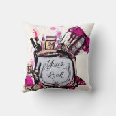 香水、赤い口紅、ハイヒールの靴 クッション (裏面)