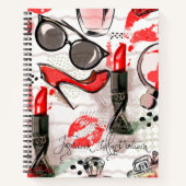 香水、赤い口紅、ハイヒールの靴 ノートブック (正面)