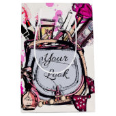 香水、赤い口紅、ハイヒールの靴 ミディアムペーパーバッグ (正面)