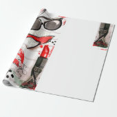 香水、赤い口紅、ハイヒールの靴 ラッピングペーパー (アンロールド)