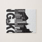 香港のスカイラインの仏の彫像の文字 ジグソーパズル (横)