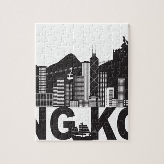 香港のスカイラインの仏の彫像の文字 ジグソーパズル (縦)