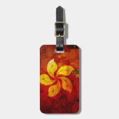 香港のスカイラインHKはグランジな背景Illustに印を付けます ラゲッジタグ (正面縦)