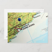 香港のピン地図 ポストカード (正面/裏面)