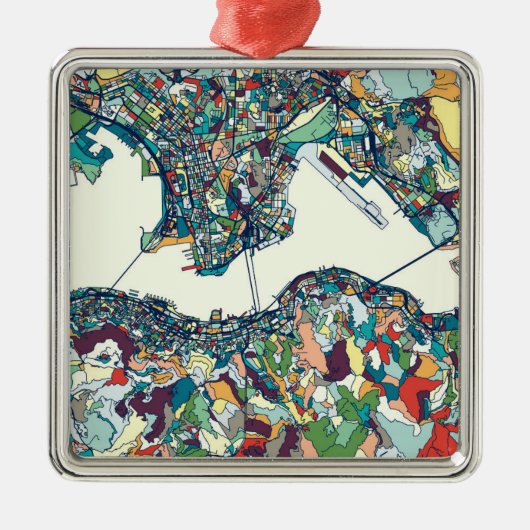 香港の中国の地図 メタルオーナメント (正面)