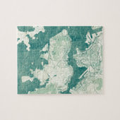香港の地図の青いヴィンテージの水彩画 ジグソーパズル (横)