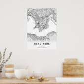香港の地図 ポスター (キッチン)