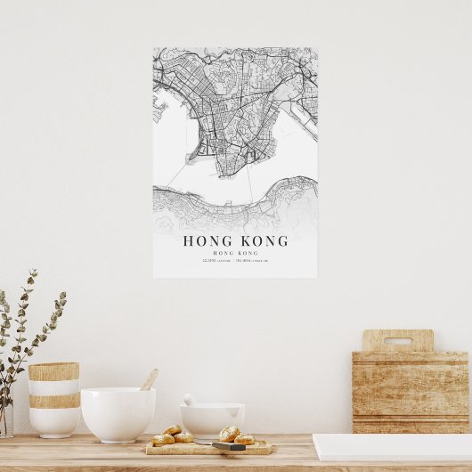 香港の地図 ポスター (キッチン)