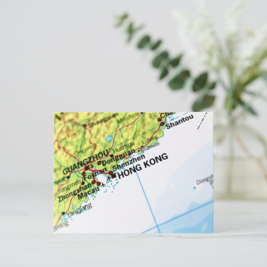 香港の地図 ポストカード (スタンド正面)