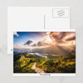 香港の夕暮れ山並み ポストカード (正面/裏面)