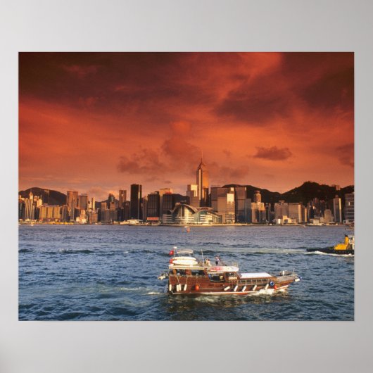 香港の夕焼けの港 ポスター (正面)