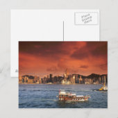 香港の夕焼けの港 ポストカード (正面/裏面)