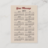 香港の島フェリー2011カレンダーの名刺 名刺 (裏面)